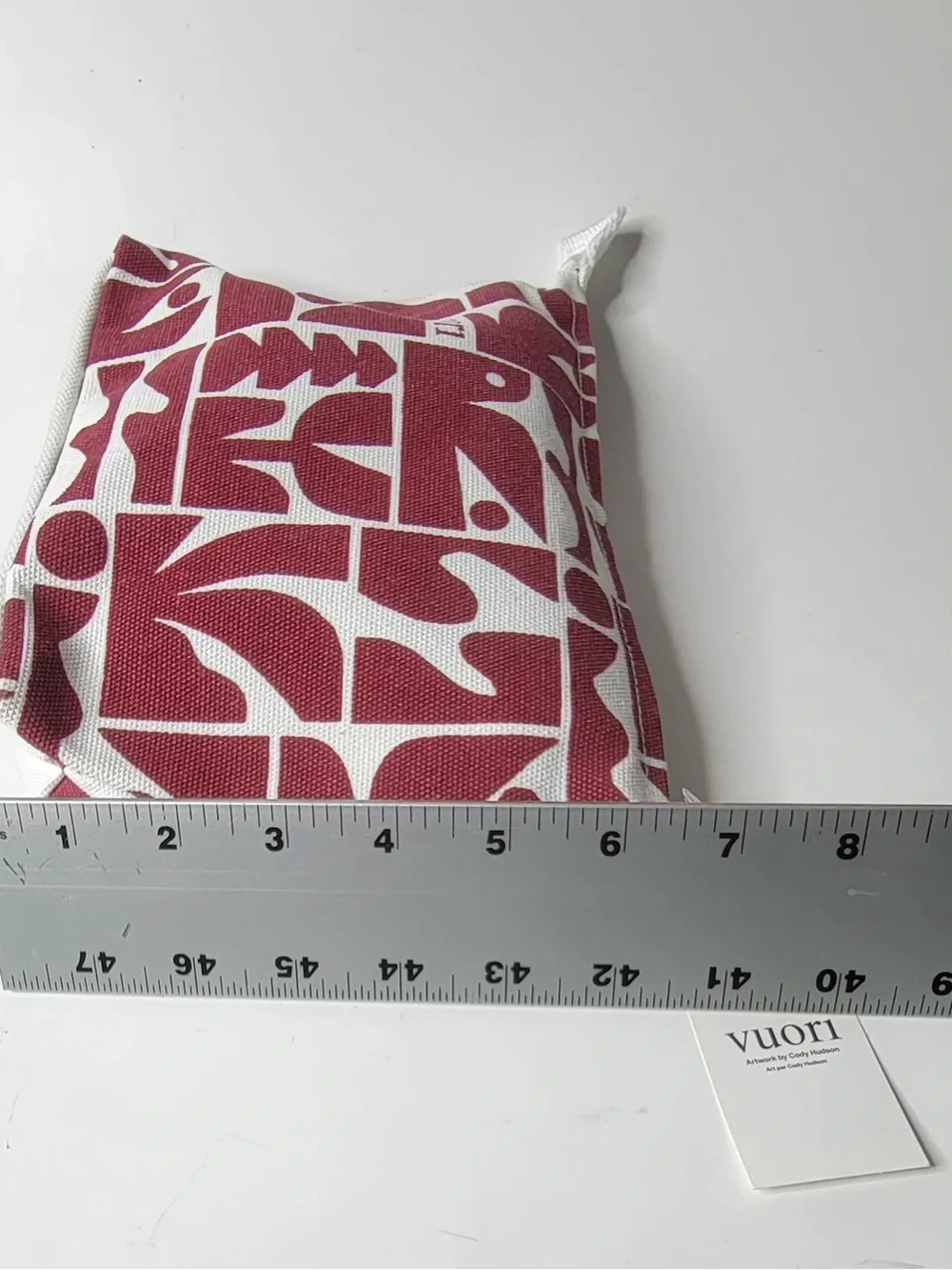 Vuori Burgundy & White Graphic Canvas Cosmetic Pouch